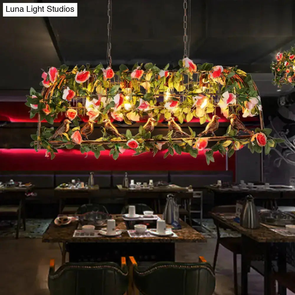 Floral brass birdcage pendant light with pink flowers E26/E27 Decorbites Luna Light Studios on Tampa Home & Garden Store