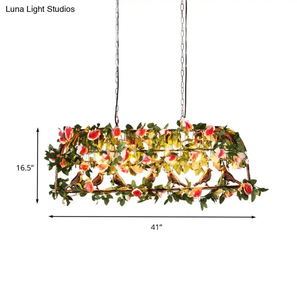 Floral brass birdcage pendant light with vines and birds, 41in wide, E26/E27 Decorbites on Tampa Home & Garden Store