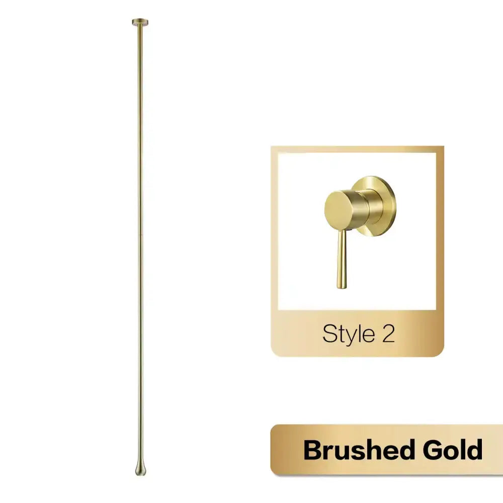 Brushed gold pendant light with long brass rod on Tampa Home & Garden Store