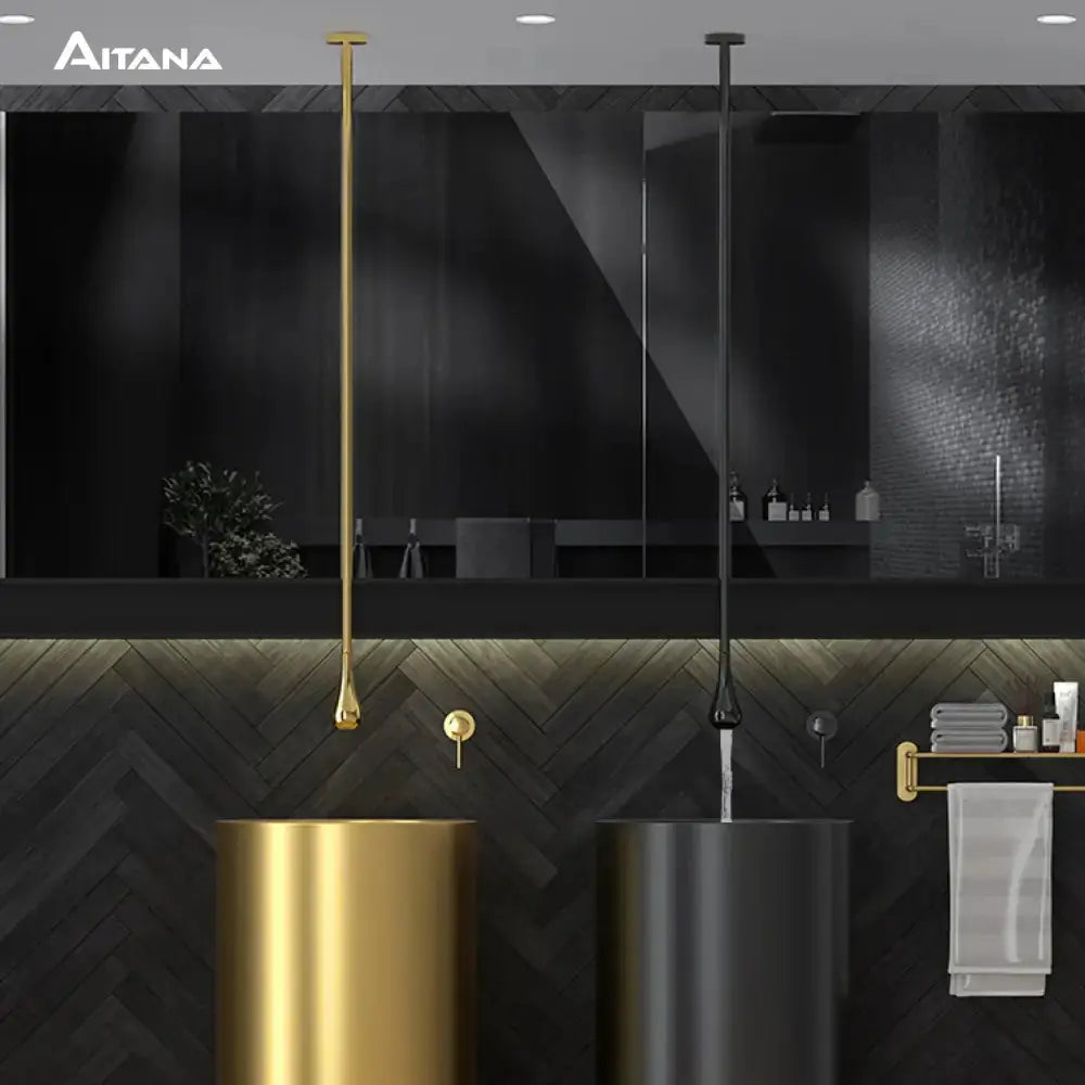 Modern brass and black single-handle bathroom pendant faucet pair by Decorbites on Tampa Home & Garden Store