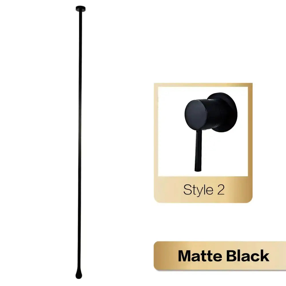 Modern matte black pendant light with slender suspension rod and circular canopy Style 2 on Tampa Home & Garden Store