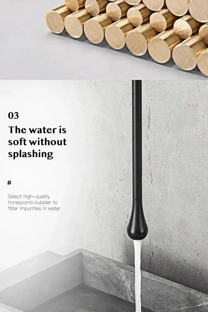 Bathroom faucet Decorbites black single-handle with tall gooseneck pours water into sink on Tampa Home & Garden Store
