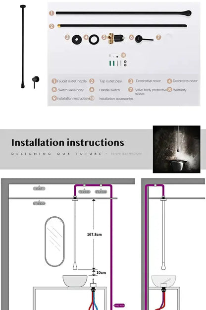 Modern brass black single-handle bathroom faucet pendant light with 10-piece installation kit Decorbites on Tampa Home & Garden Store