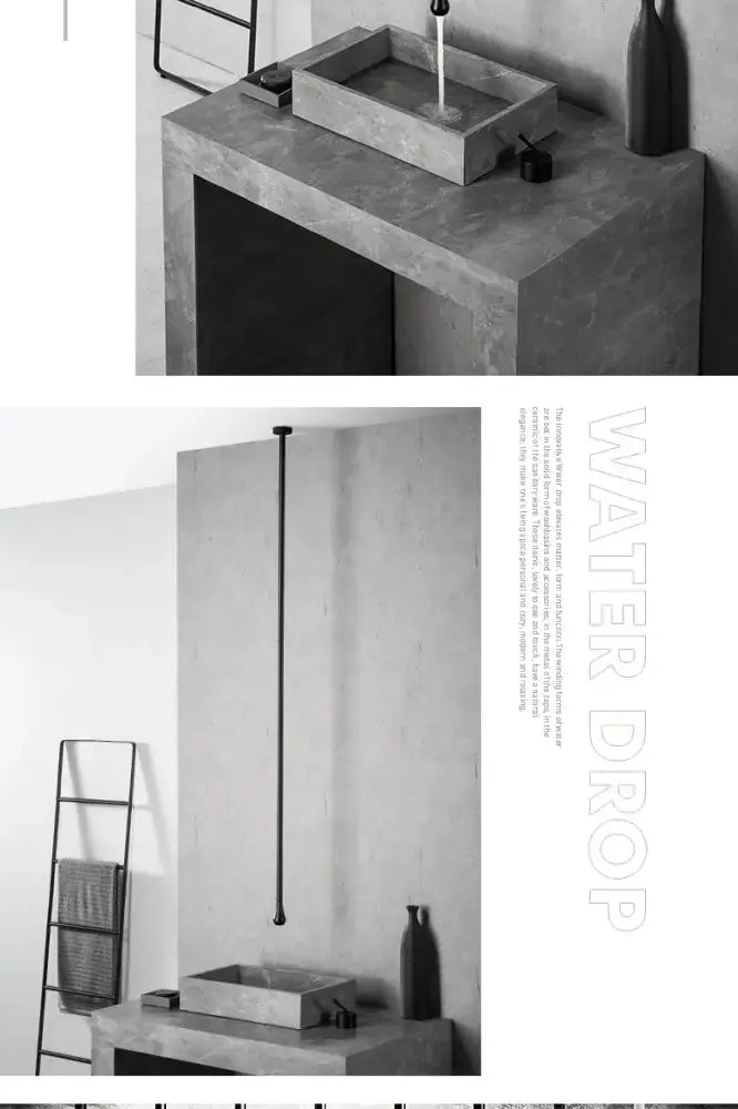 Bathroom faucet by Decorbites, brass black with pendant light over concrete vanity on Tampa Home & Garden Store