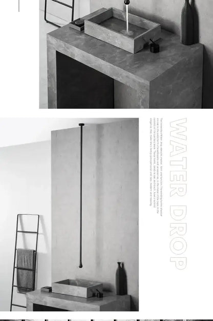 Bathroom faucet by Decorbites, brass black with pendant light over concrete vanity on Tampa Home & Garden Store