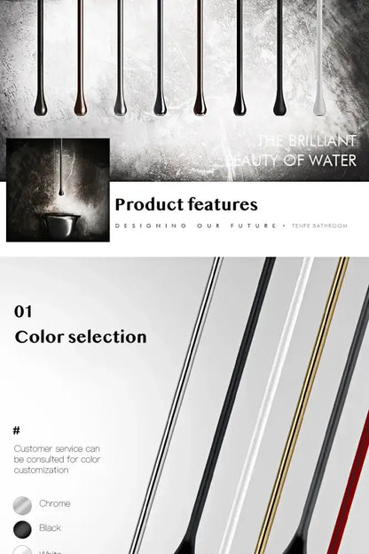 Decorbites modern brass black single-handle bathroom faucet with color swatches display on Tampa Home & Garden Store