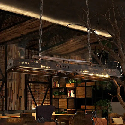 Industrial brass island pendant light with etched metal bar and chain suspension Decorbites on Tampa Home & Garden Store