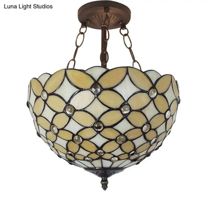 Amber Glass Ceiling Light Tiffany-style stained glass pendant with amber petals Decorbites on Tampa Home & Garden Store