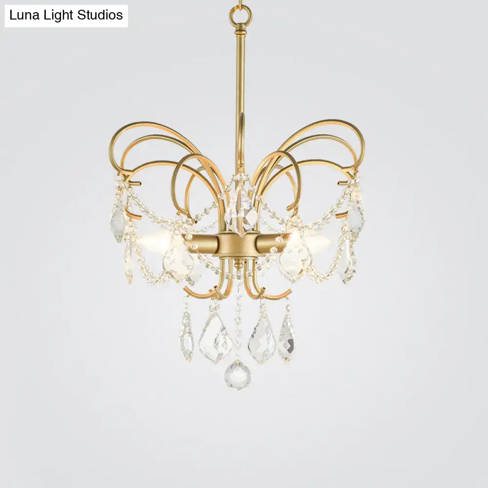Gold butterfly crystal chandelier, gold finish metal and crystal drops, Decorbites on Tampa Home & Garden Store