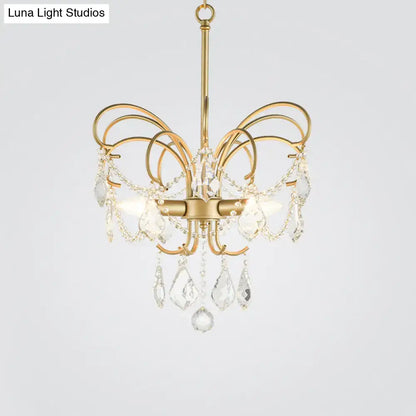 Gold butterfly crystal chandelier, gold finish metal and crystal drops, Decorbites on Tampa Home & Garden Store