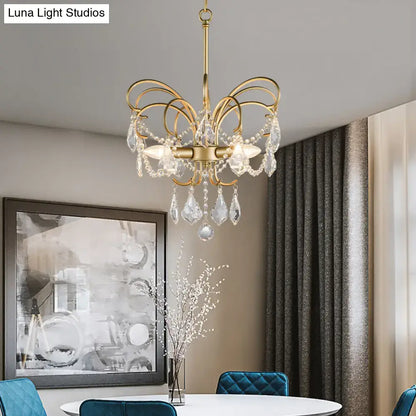 Gold Butterfly Crystal Chandelier by Decorbites, gold metal frame with crystal droplets on Tampa Home & Garden Store