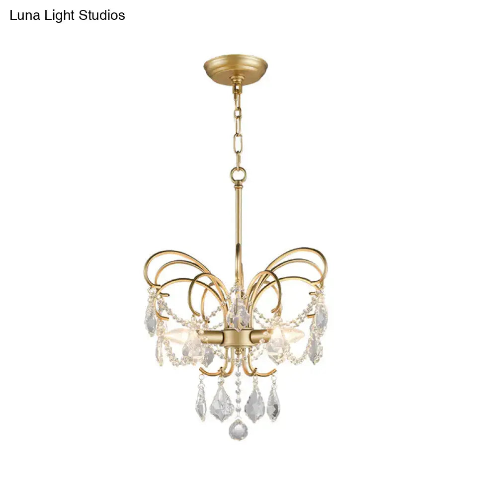 Gold Butterfly Crystal Chandelier by Decorbites; gold finish, crystal droplets on Tampa Home & Garden Store