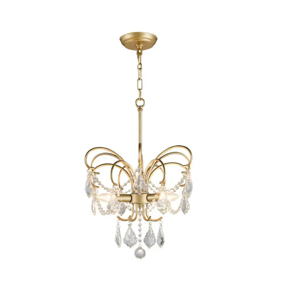 Gold Butterfly Crystal Chandelier by Decorbites with ornate gold arms and hanging crystals on Tampa Home & Garden Store