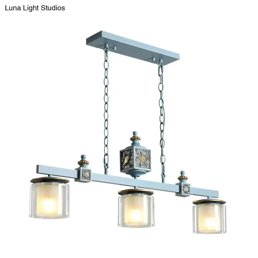 Cartoon sky blue shell chandelier kitchen island pendant light Decorbites, 3-light glass shades on Tampa Home & Garden Store
