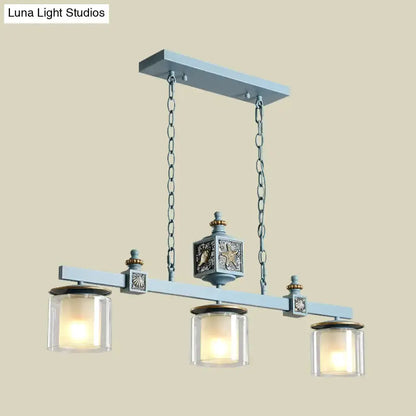 Cartoon sky blue shell chandelier with 3 glass shades for kitchen island on Tampa Home & Garden Store