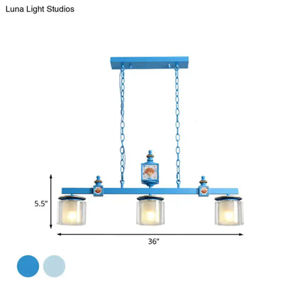 Cartoon sky blue shell chandelier pendant light for kitchen island, blue metal frame, Decorbites on Tampa Home & Garden Store