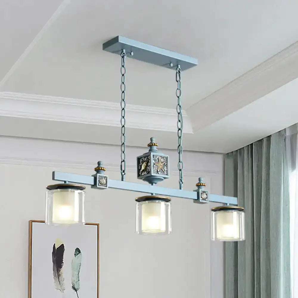Cartoon sky water blue shell chandelier kitchen island pendant light with glass shades on Tampa Home & Garden Store