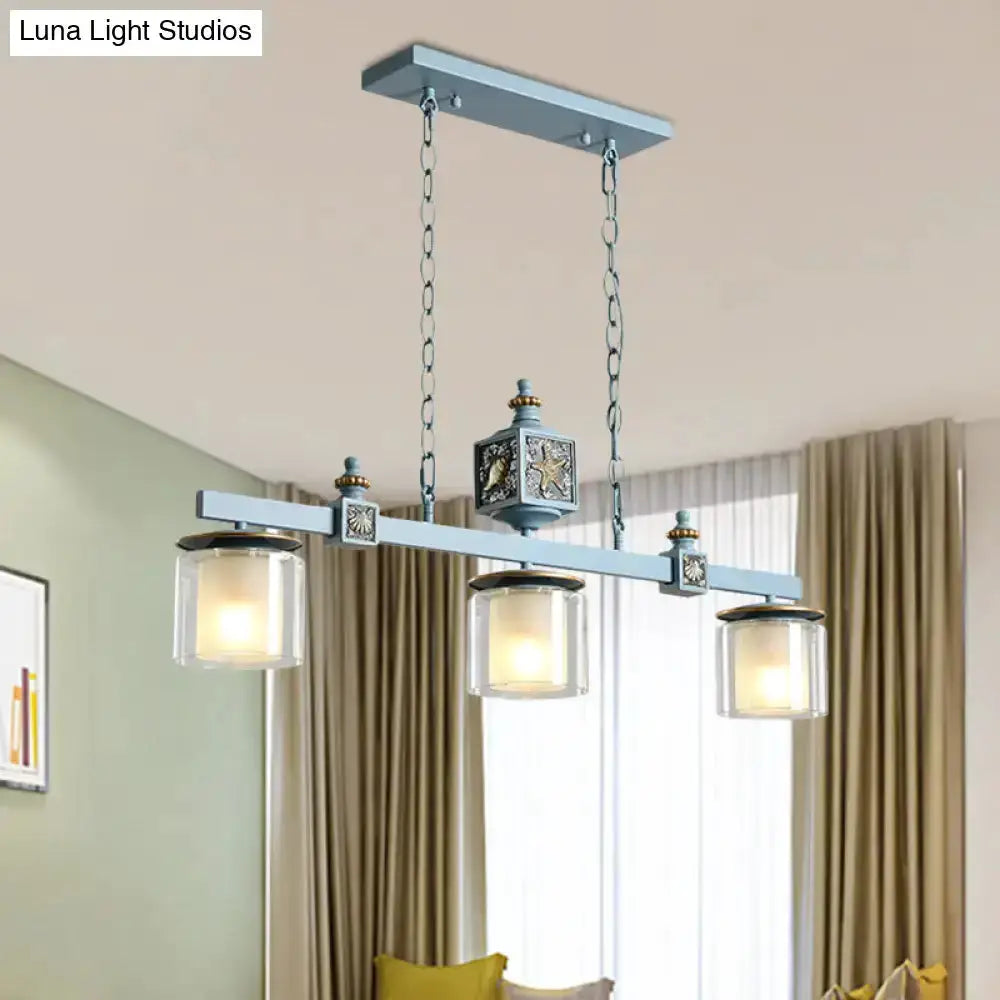 Cartoon sky water blue shell chandelier 3-light kitchen island pendant light Decorbites on Tampa Home & Garden Store