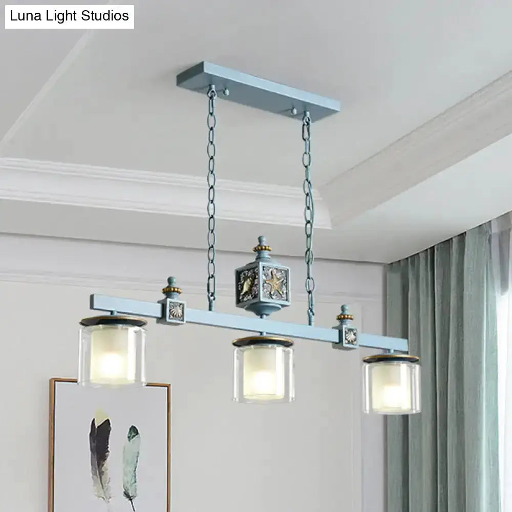 Cartoon sky blue shell chandelier with three pendant lights for kitchen island on Tampa Home & Garden Store