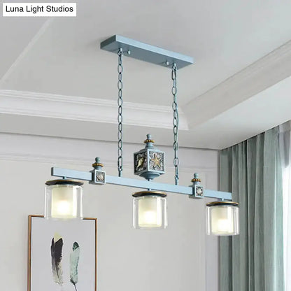 Cartoon sky blue shell chandelier with three pendant lights for kitchen island on Tampa Home & Garden Store