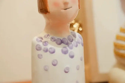 Blue ceramic vase set by Decorbites with lavender polka dot pattern on white background on Tampa Home & Garden Store