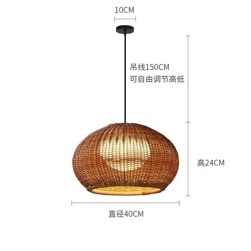 Chinese style outdoor rattan pendant light Decorbites brown woven 40cm on Tampa Home & Garden Store