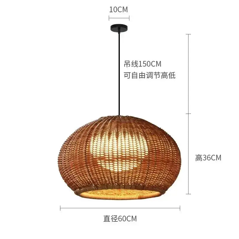 Decorbites Chinese style rattan pendant light with adjustable 150 cm chain, 60 cm diameter on Tampa Home & Garden Store