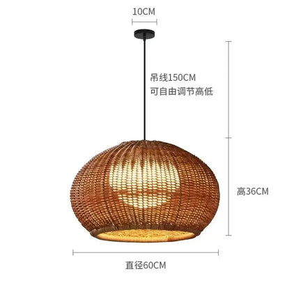 Decorbites Chinese style rattan pendant light with adjustable 150 cm chain, 60 cm diameter on Tampa Home & Garden Store