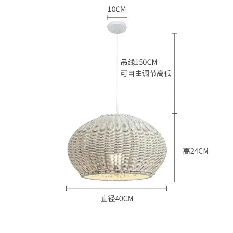 Decorbites Chinese style outdoor rattan pendant light, natural woven sphere, 40cm dia on Tampa Home & Garden Store