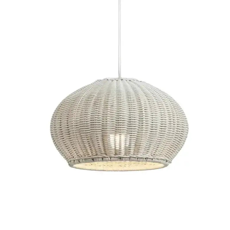 Chinese-style outdoor rattan pendant light with round woven shade for garden on Tampa Home & Garden Store