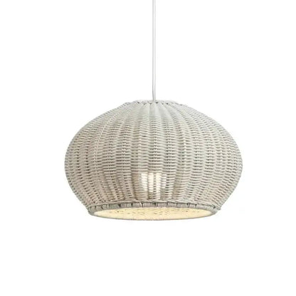 Chinese-style outdoor rattan pendant light with round woven shade for garden on Tampa Home & Garden Store