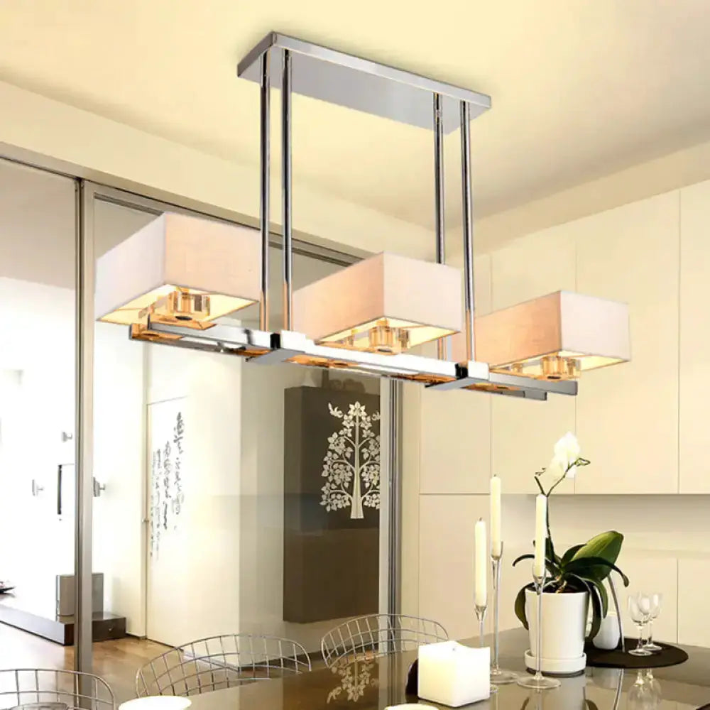 Modern chrome pendant light with fabric shades, 3-light dining chandelier by Decorbites on Tampa Home & Garden Store
