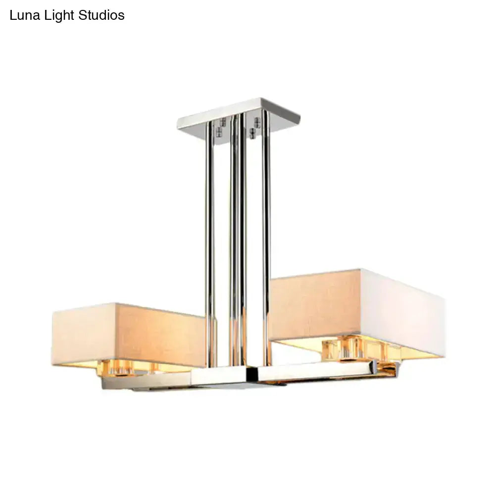 Modern chrome pendant light with two fabric shade blocks, dining room chandelier Decorbites on Tampa Home & Garden Store