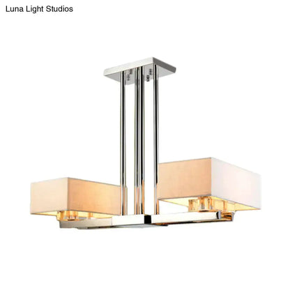 Modern chrome pendant light with two fabric shade blocks, dining room chandelier Decorbites on Tampa Home & Garden Store