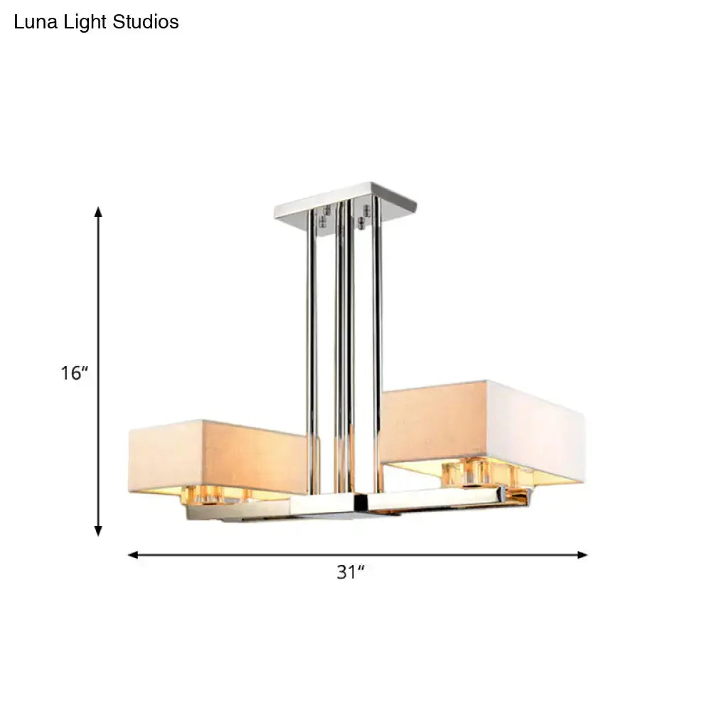 Modern chrome pendant light with fabric shade, Decorbites chandelier, 31in by 16in tall on Tampa Home & Garden Store