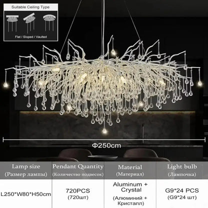 Chrome Rectangular Crystal Chandelier For Dining