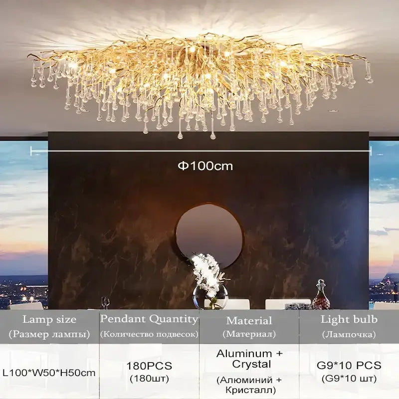 Chrome Rectangular Crystal Chandelier For Dining