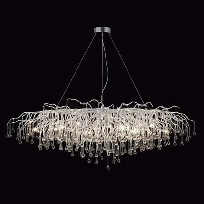 Chrome Rectangular Crystal Chandelier For Dining