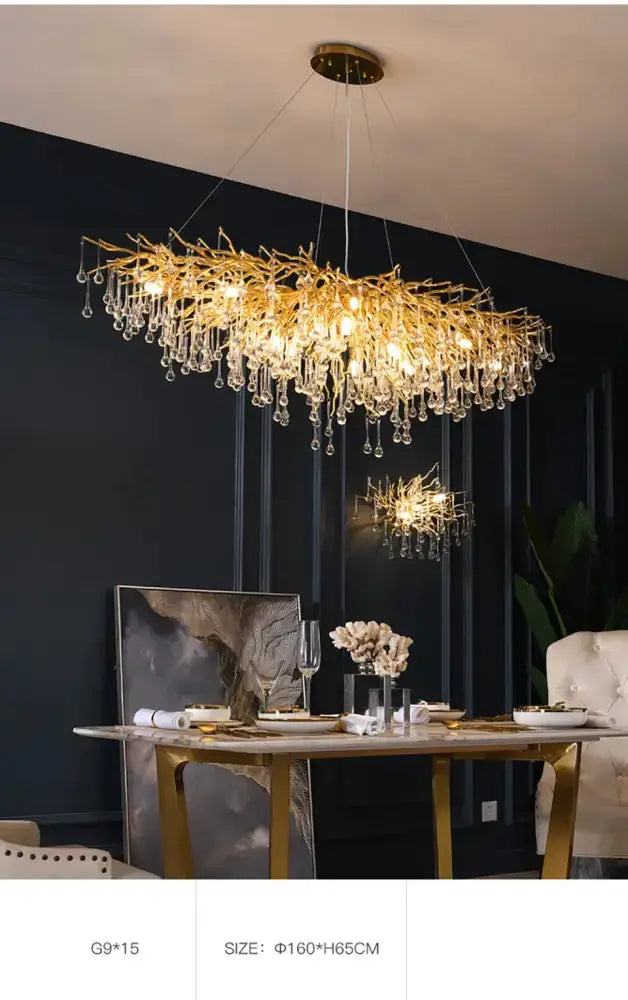 Chrome Rectangular Crystal Chandelier For Dining