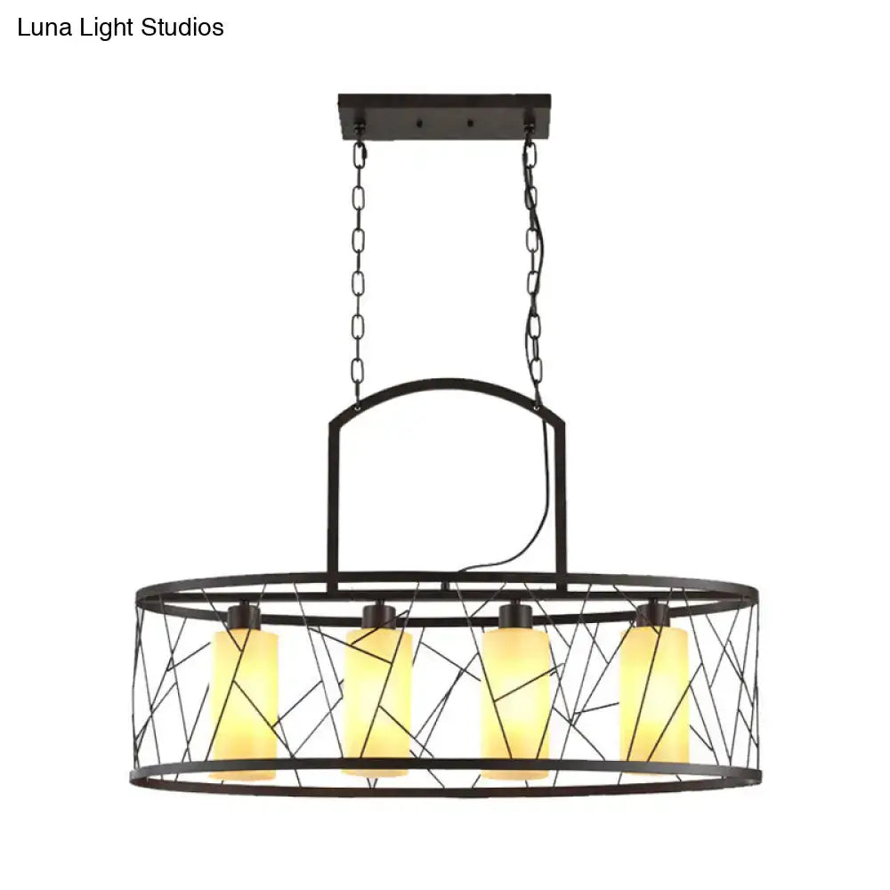 Black Glass Island Lamp pendant light with black metal circular frame and 5 shades by Decorbites on Tampa Home & Garden Store