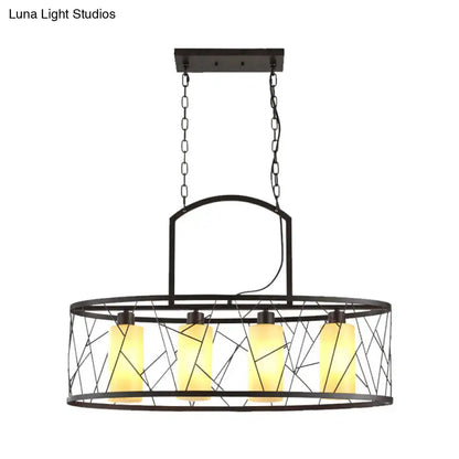 Black Glass Island Lamp pendant light with black metal circular frame and 5 shades by Decorbites on Tampa Home & Garden Store