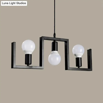 Industrial black metal island light pendant fixture by Decorbites with three bulbs on Tampa Home & Garden Store
