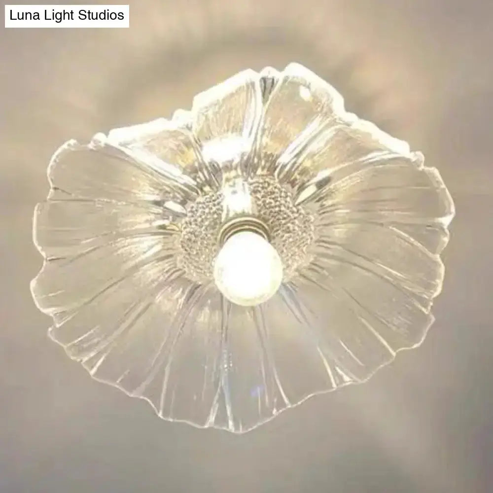 Classic Brass and Glass Ceiling Light for Hallway