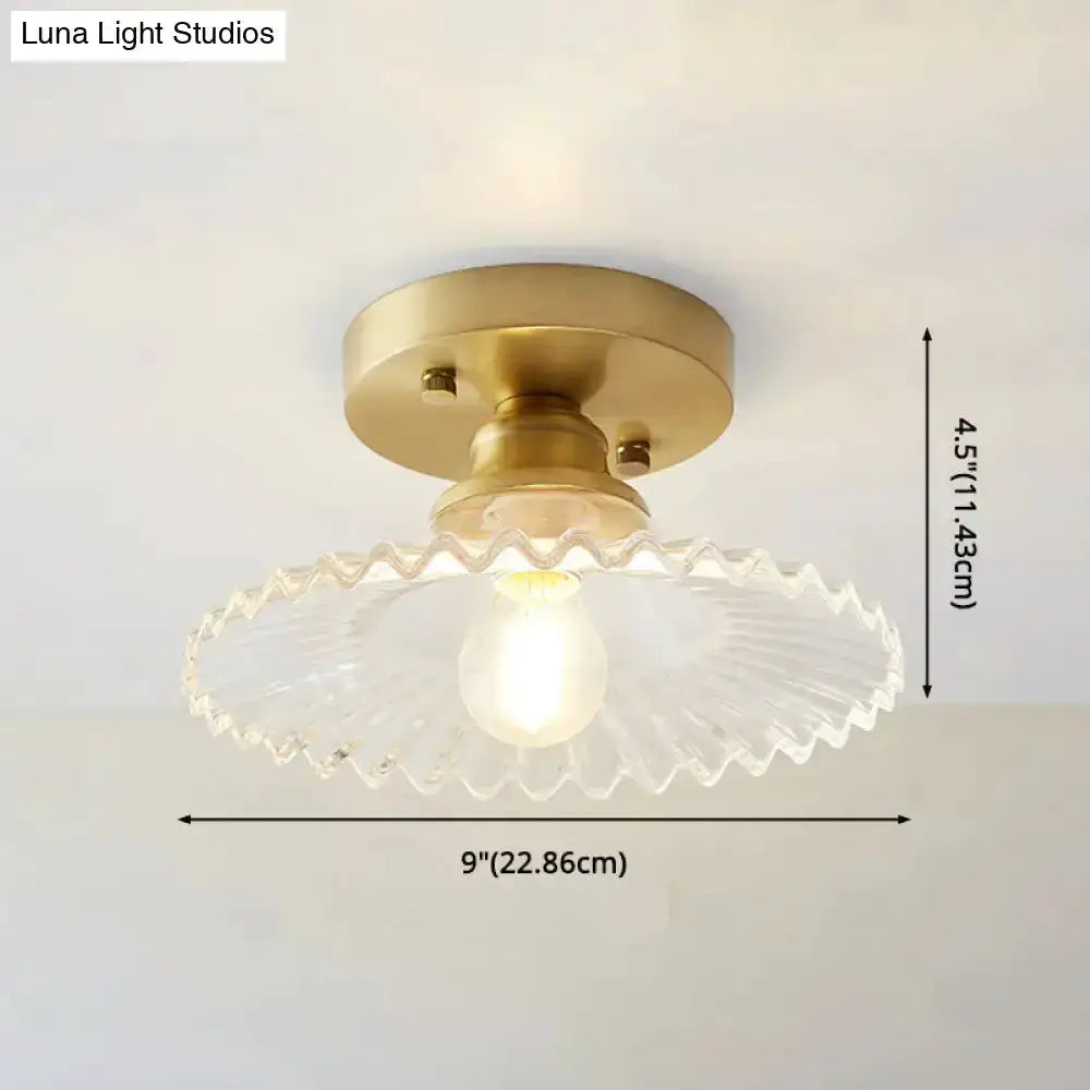 Classic Brass and Glass Ceiling Light for Hallway