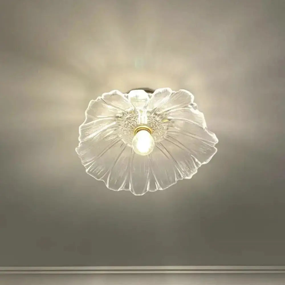 Classic Brass and Glass Ceiling Light for Hallway