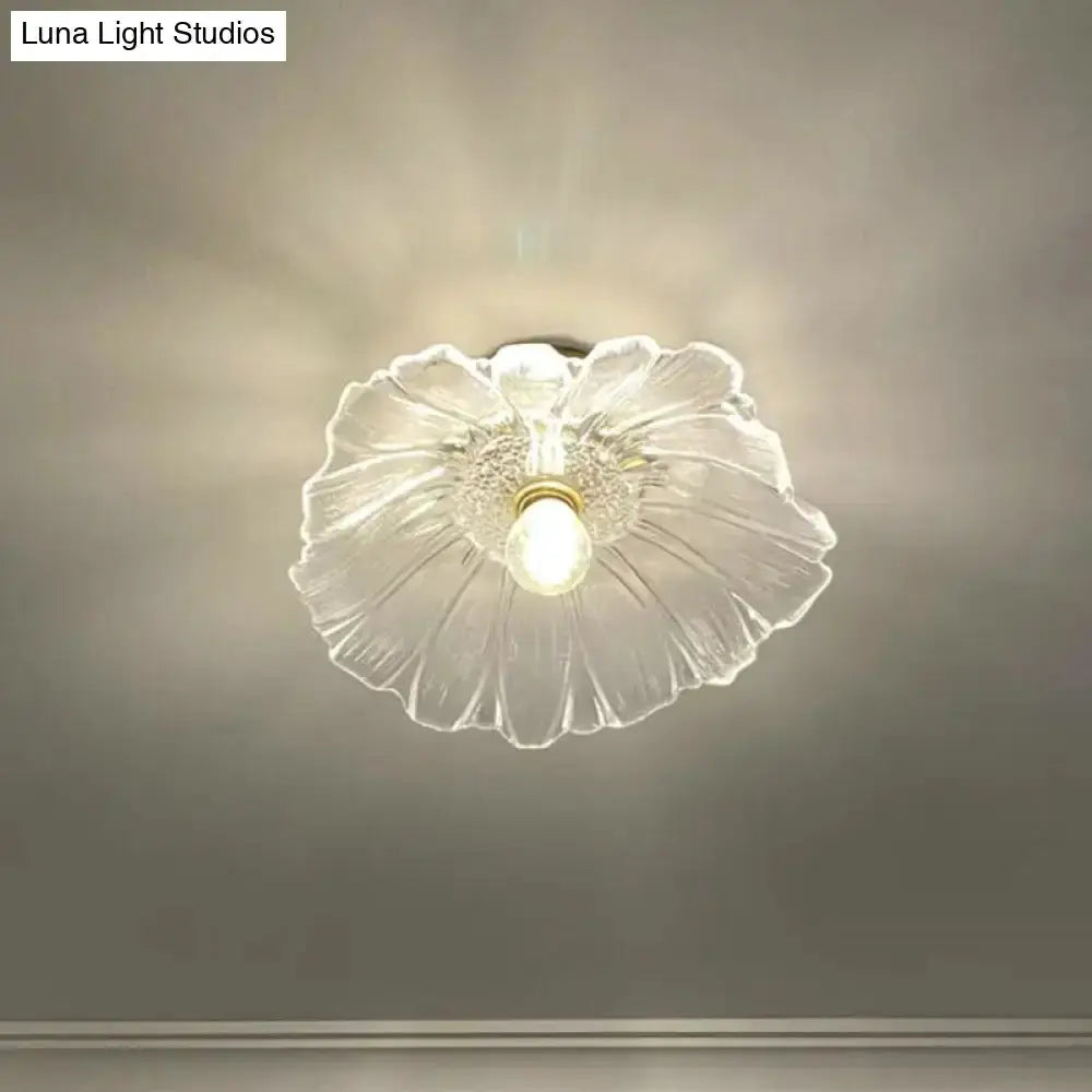 Classic Brass and Glass Ceiling Light for Hallway