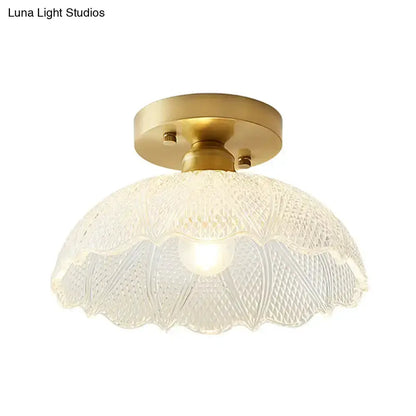 Classic Brass and Glass Ceiling Light for Hallway