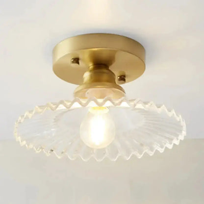 Classic Brass and Glass Ceiling Light for Hallway