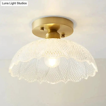 Classic Brass and Glass Ceiling Light for Hallway