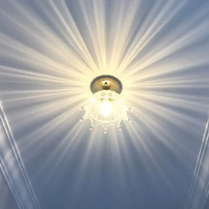 Classic Brass and Glass Ceiling Light for Hallway